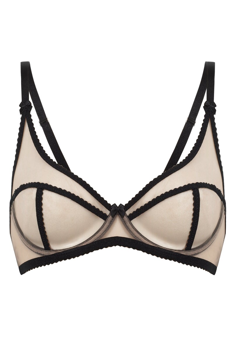Nude transparent bra with black piping Caffe Latte