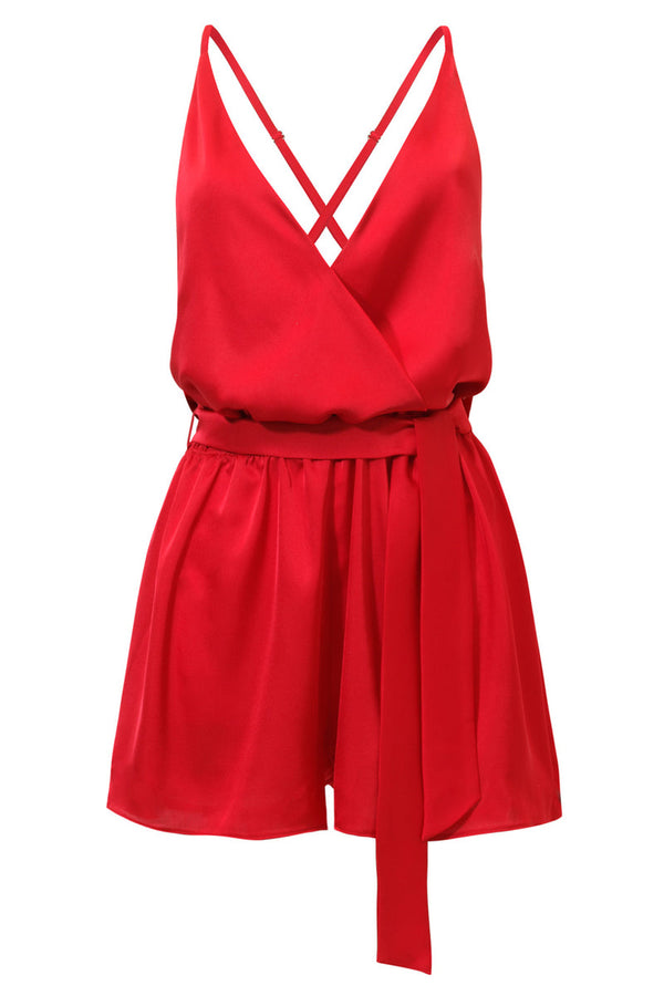 Red satin jumpsuit Layla
